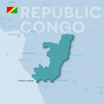 Verctor Map of cities and roads in Republic of the Congo. Stock Illustration