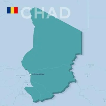 Verctor Map of cities and roads in Chad. Stock Illustration