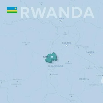 Verctor Map of cities and roads in Rwanda. Stock Illustration