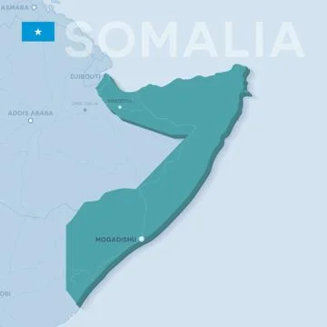 Verctor Map of cities and roads in Somalia. Stock Illustration