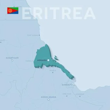 Verctor Map of cities and roads in Eritrea. Stock Illustration