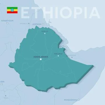 Verctor Map of cities and roads in Ethiopia. Stock Illustration