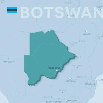 Verctor Map of cities and roads in Botswana. Stock Illustration