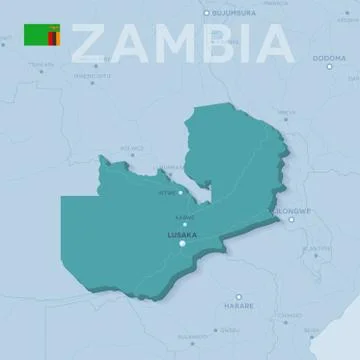 Verctor Map of cities and roads in Zambia. Stock Illustration