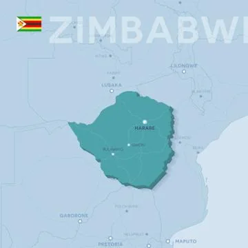 Verctor Map of cities and roads in Zimbabwe. Stock Illustration