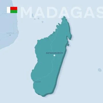 Verctor Map of cities and roads in Madagascar. Stock Illustration