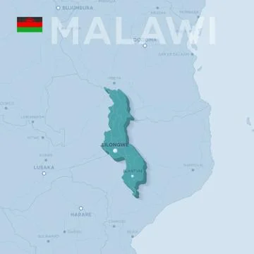 Verctor Map of cities and roads in Malawi. Stock Illustration
