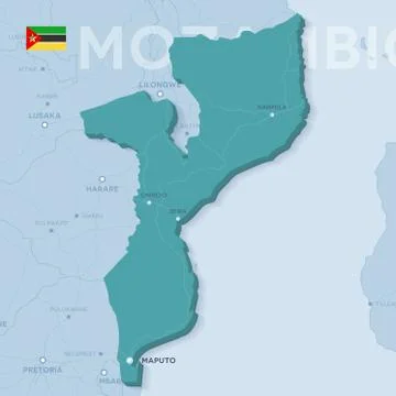 Verctor Map of cities and roads in Mozambique. Stock Illustration