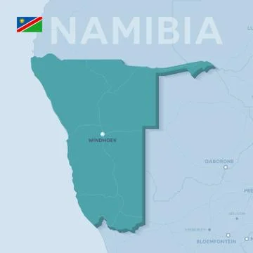 Verctor Map of cities and roads in Namibia. Stock Illustration