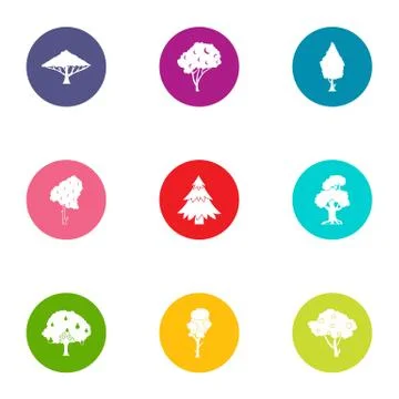 Verdant icons set, flat style Stock Illustration