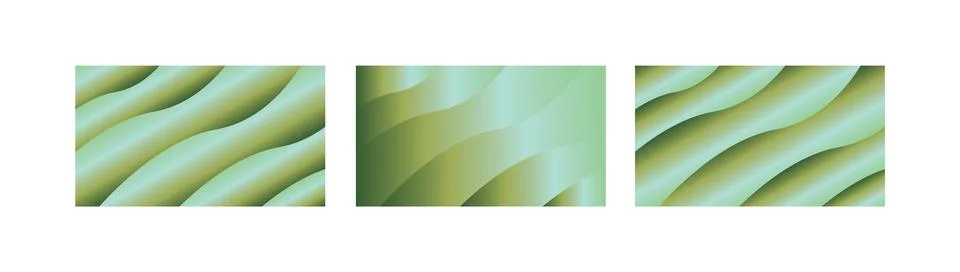 Verdant Meadow Gradient Wave Backgrounds Bundle with Fresh Lime and Emerald.. イラスト素材