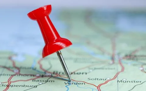 Verden, Germany pin on map Stock Photos