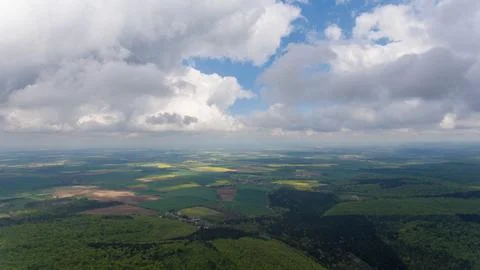 Verdun's patchwork of fields under a dynamic sky 스톡 사진