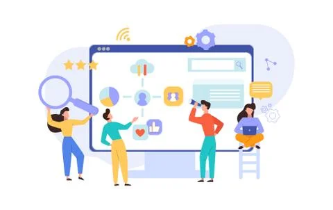 Verification analysis adaptive website design concept. Programmers developers Stock Illustration