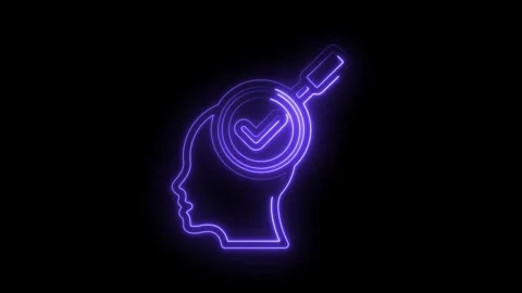 Verification and accuracy brain concept with magnifying glass animation on a Stock Footage 330778108