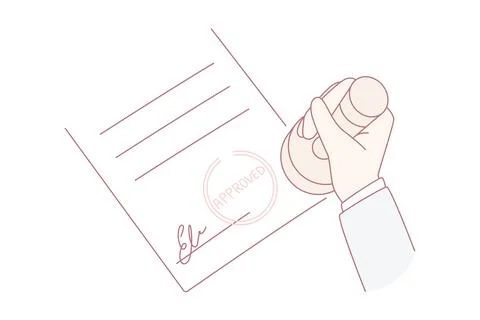 Verification and approval of official document concept Stock Illustration