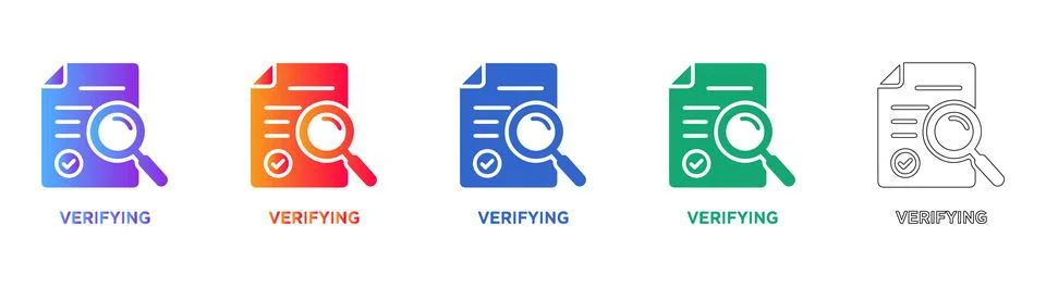 Verification and Document Audit Icon Set 库存插图