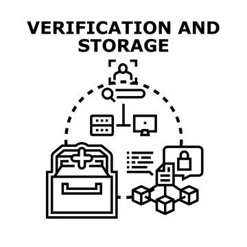 Verification and secure data storage process illustration 库存插图