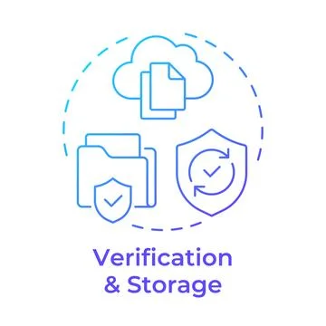Verification and storage blue gradient concept icon Stock Illustration