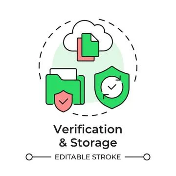 Verification and storage multi color concept icon Stock Illustration