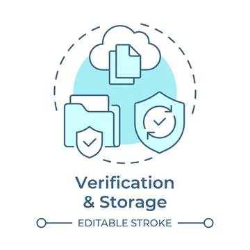 Verification and storage soft blue concept icon Stock Illustration
