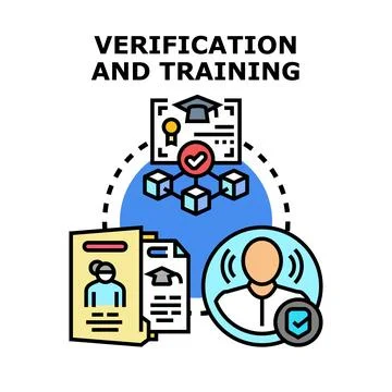 Verification and training process with certification and employee validation Stock Illustration