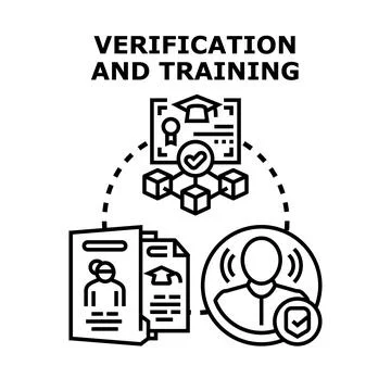 Verification and training process with certification and employee validation Stock Illustration