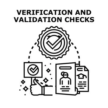 Verification and validation checking quality assurance process Illustrazione stock