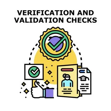 Verification and validation checking quality assurance process Stock Illustration