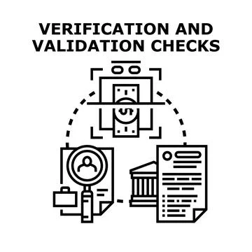 Verification and validation checks process for financial data Illustrazione stock