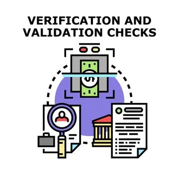Verification and validation checks process for financial data Stock Illustration