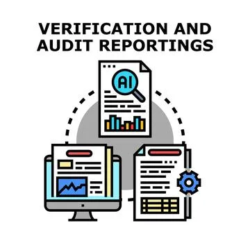 Verification audit reporting process analyzing data information 库存插图