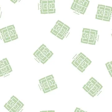 Verification of banknotes for authenticity glyph seamless pattern Illustrazione stock