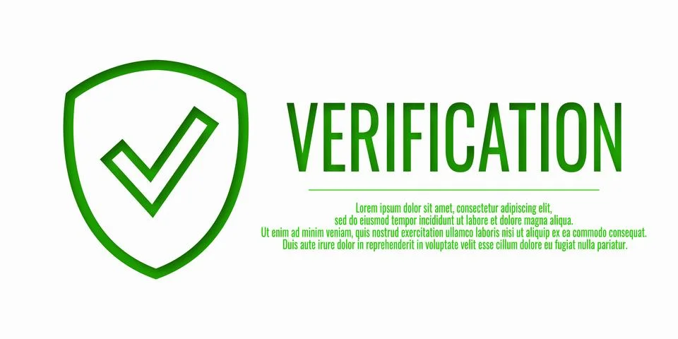 Verification banner with check shield. Security concept. Protection informa.. 스톡 일러스트