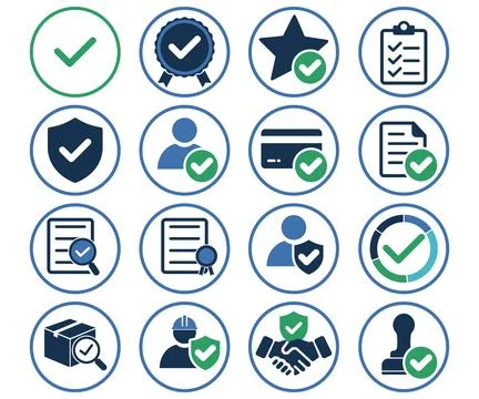 Verification compliance approval badge checkmark icon Stock Illustration