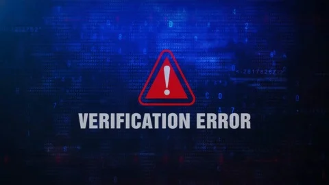 Verification Error Alert Warning Error Message Blinking on Screen . Video stock 98539762