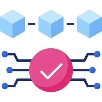Verification icon, Blockchain related vector illustration Stock Illustration