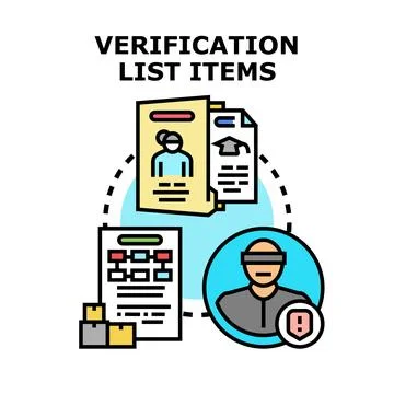 Verification list items checking secure online identity Stock Illustration