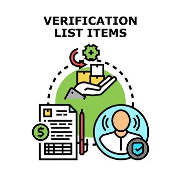 Verification list items process and concept illustration Stock Illustration