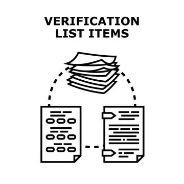 Verification list items processing business documents Stock Illustration
