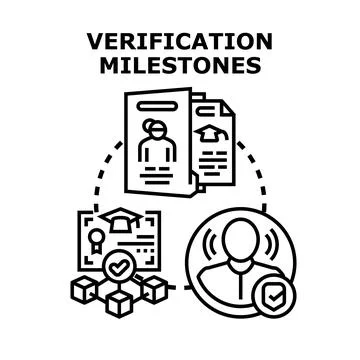 Verification milestones passing security checks for identity document Stock Illustration
