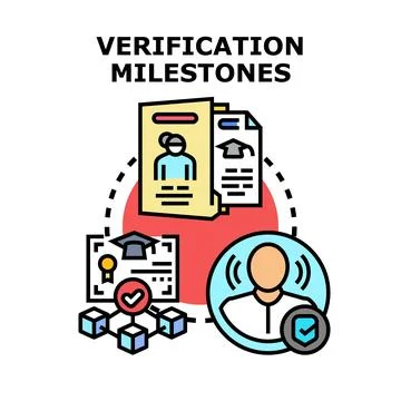 Verification milestones passing security checks for identity document Illustrazione stock