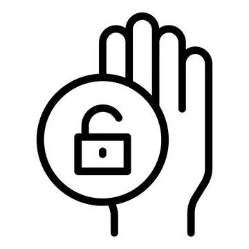 Verification palmprint icon outline vector. Palm recognition Illustrazione stock