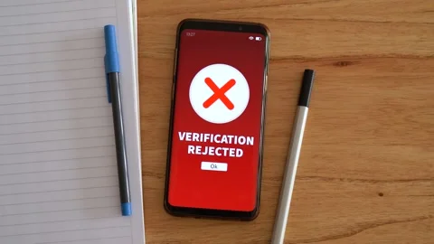 Verification rejected notification. Concept of problems validating your Stock Footage 297471244