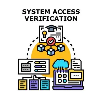 Verification system access online data management concept Illustrazione stock