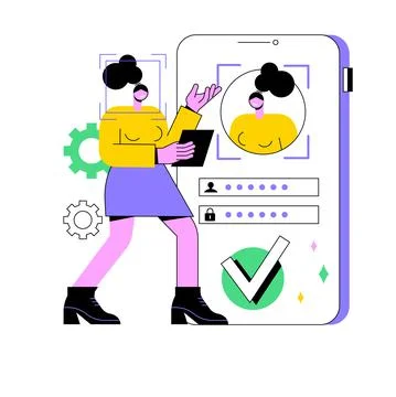 Verification technologies abstract concept vector illustration. Illustrazione stock