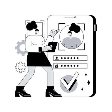 Verification technologies abstract concept vector illustration. Illustrazione stock