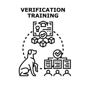 Verification training concept with dog and people Stock Illustration
