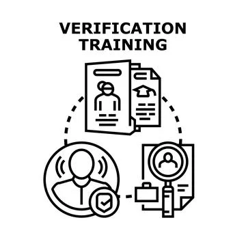 Verification training concept for employment screening process Stock Illustration