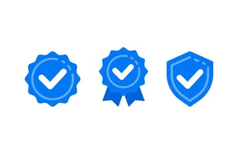 Verification vector icons. Sticker or badge of blue verified label icon vec.. Stock Illustration